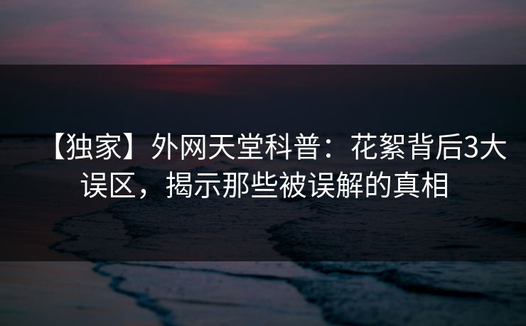 【独家】外网天堂科普:花絮背后3大误区,揭示那些被误解的真相