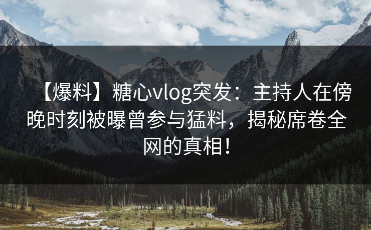 【爆料】糖心vlog突发：主持人在傍晚时刻被曝曾参与猛料，揭秘席卷全网的真相！