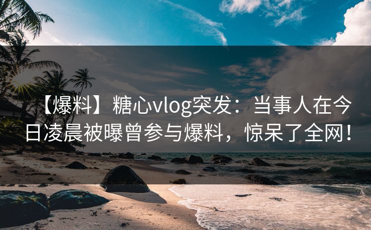 【爆料】糖心vlog突发:当事人在今日凌晨被曝曾参与爆料,惊呆了全网! 第1张 【爆料】糖心vlog突发:当事人在今日凌晨被曝曾参与爆料,惊呆了全网! 第1张