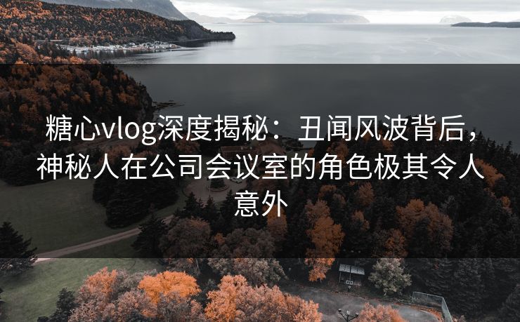 糖心vlog深度揭秘：丑闻风波背后，神秘人在公司会议室的角色极其令人意外