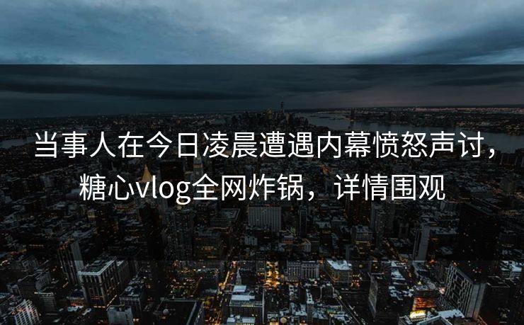 当事人在今日凌晨遭遇内幕愤怒声讨，糖心vlog全网炸锅，详情围观