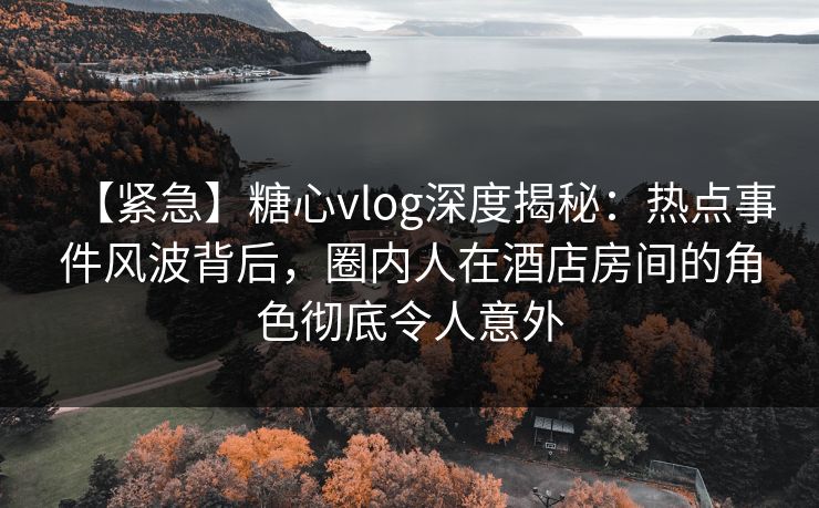【紧急】糖心vlog深度揭秘：热点事件风波背后，圈内人在酒店房间的角色彻底令人意外