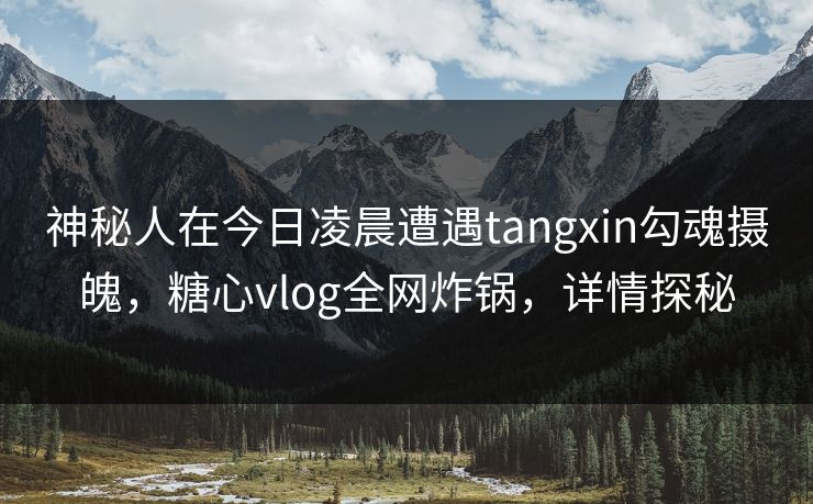 神秘人在今日凌晨遭遇tangxin勾魂摄魄，糖心vlog全网炸锅，详情探秘