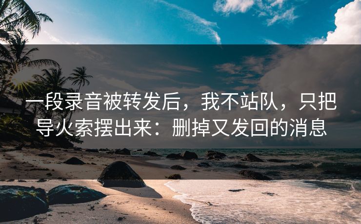 一段录音被转发后，我不站队，只把导火索摆出来：删掉又发回的消息