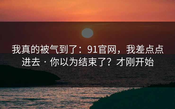我真的被气到了：91官网，我差点点进去 · 你以为结束了？才刚开始